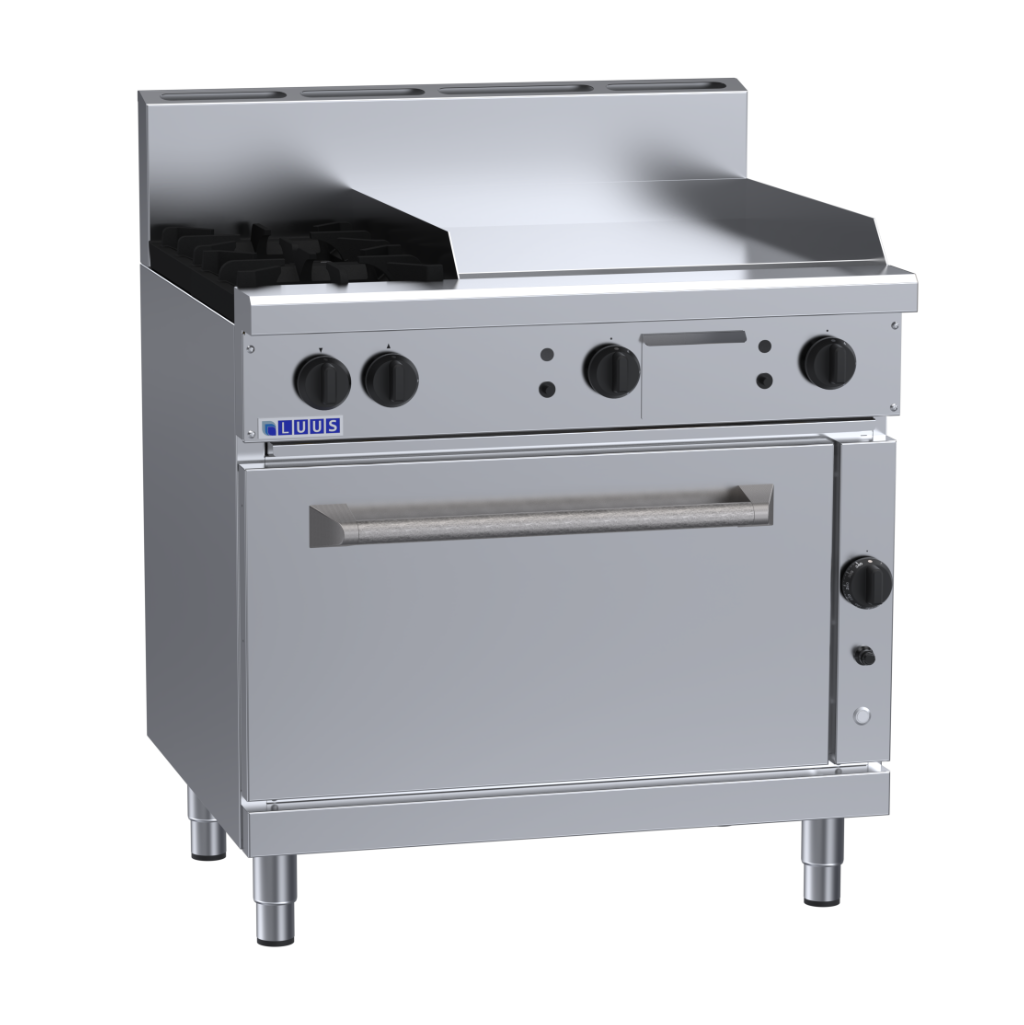 Luus RF-2B6P 900mm Gas 2 Burner 600mm Griddle Range & Convection Oven RF-2B6P-LPG