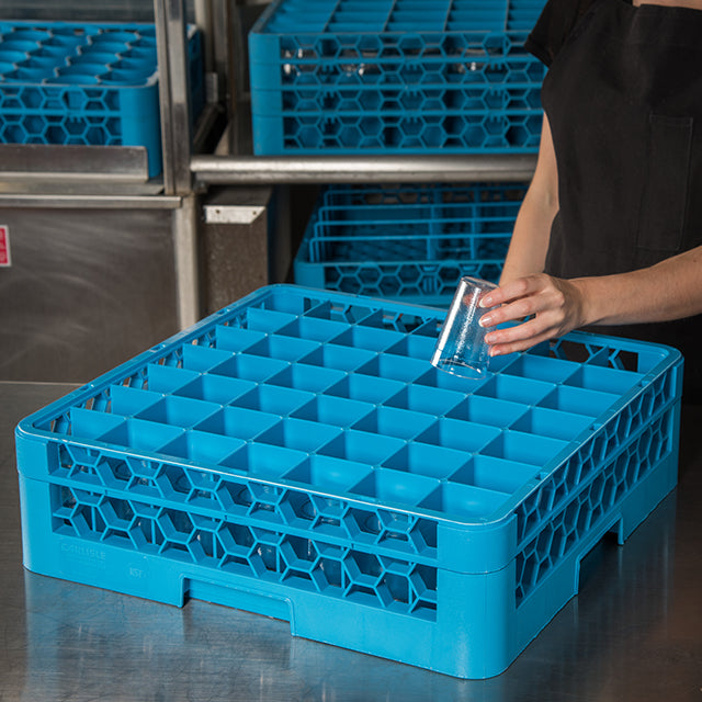 Carlisle OptiClean™ Blue 49 Compartment Divided Rack with One 49 Compartment divider Extender 500mm x 500mm x 140mm - RG49-114