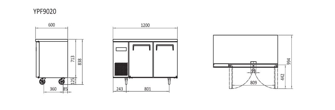 Commercial Under Bench Fridges 1.2m | Atosa | YPF9020