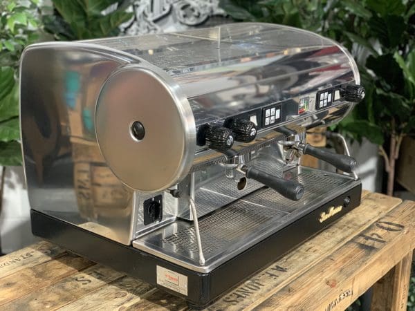 San Marino Lisa Stainless Steel & Base - 2 Group Commercial Espresso Machine - Black