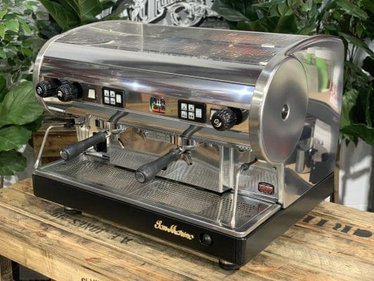 San Marino Lisa Stainless Steel & Base - 2 Group Commercial Espresso Machine - Black