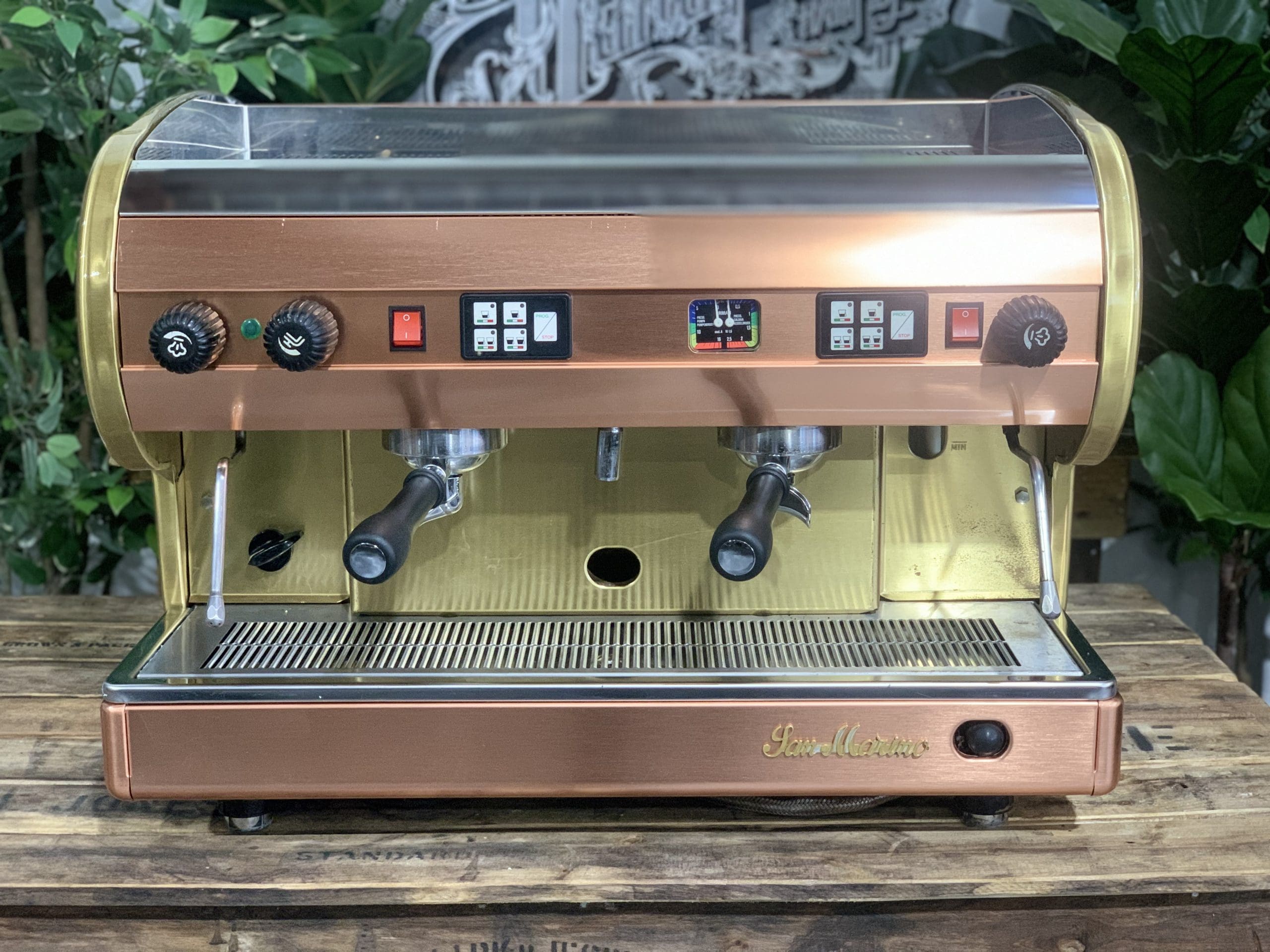 San Marino Lisa Brass - 2 Group Commercial Espresso Machine - Gold