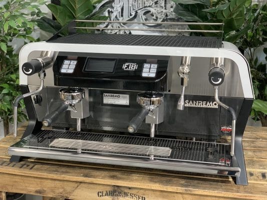 San Remo F18 White - 2 Group Commercial Espresso Machine - Black