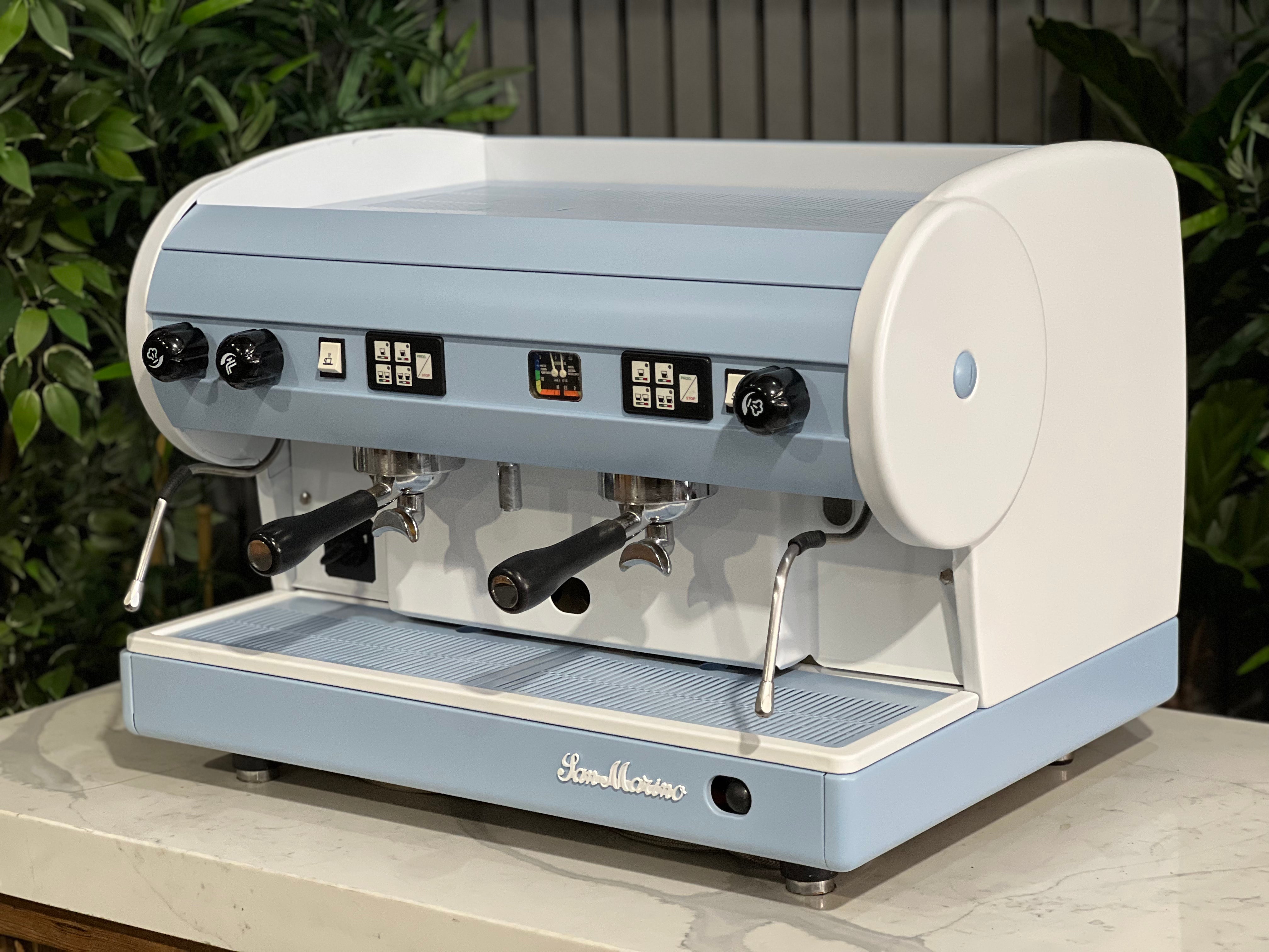 San Marino Lisa Blue - 2 Group Commercial Espresso Machine - White
