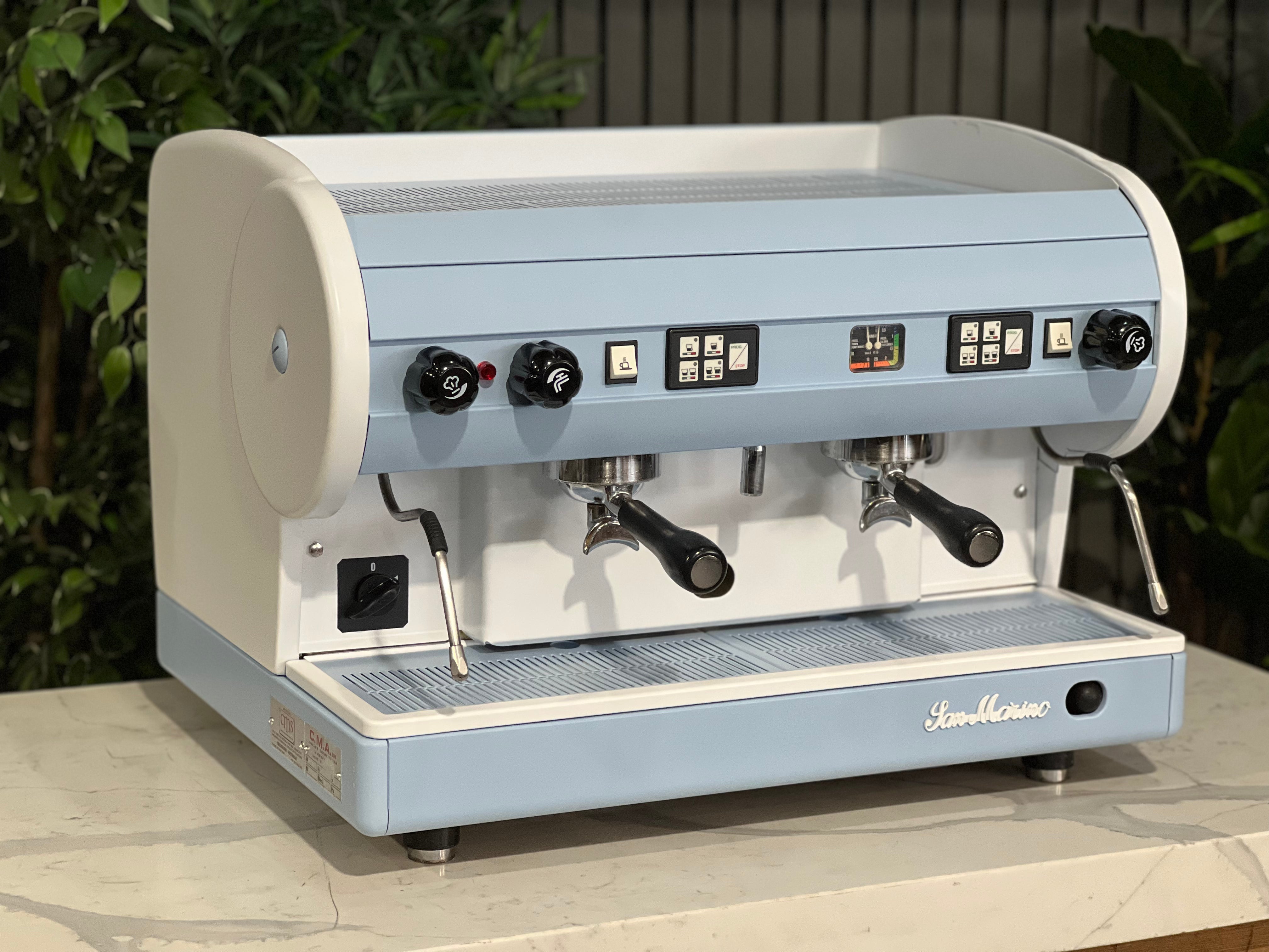 San Marino Lisa Blue - 2 Group Commercial Espresso Machine - White