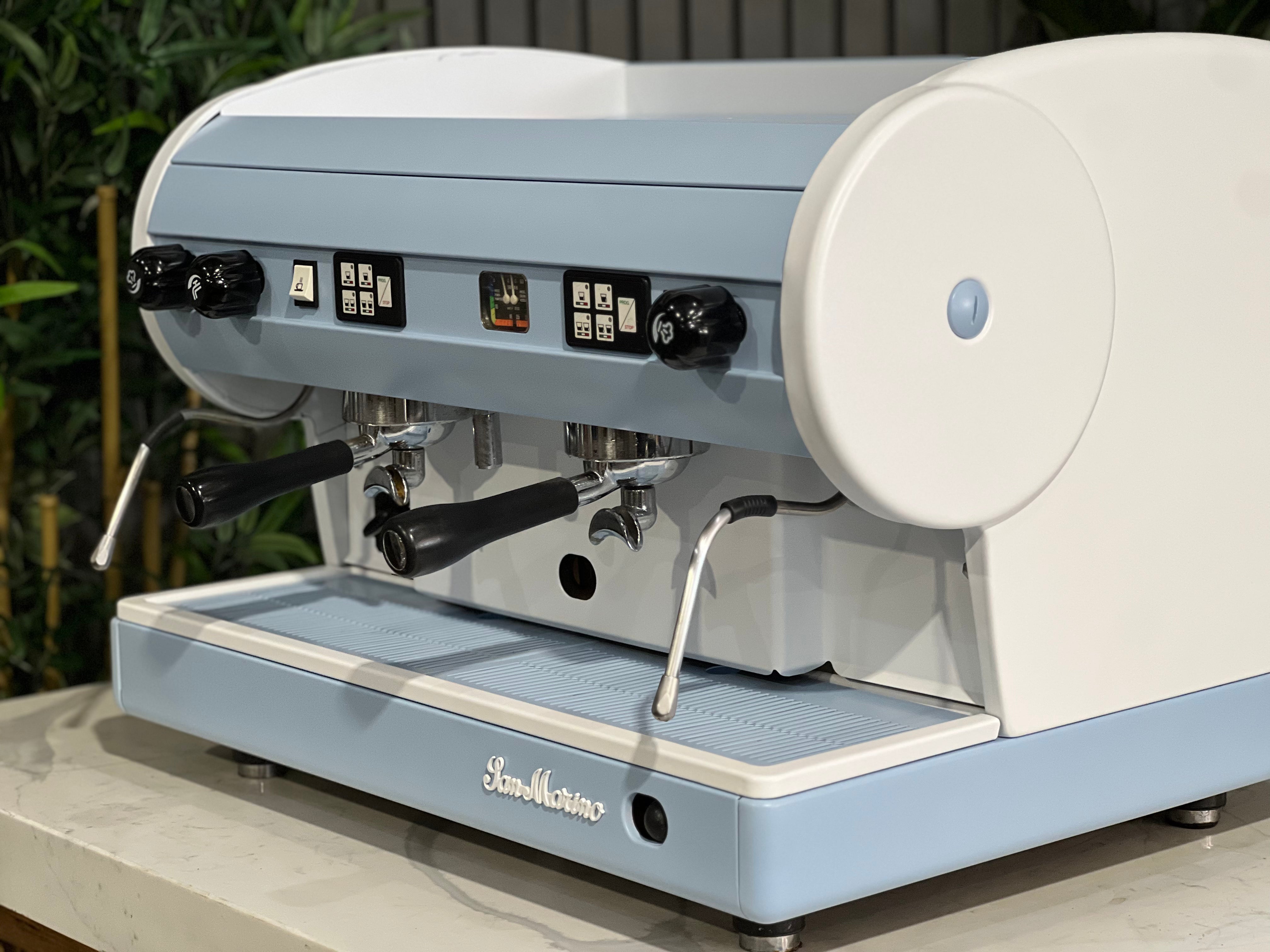 San Marino Lisa Blue - 2 Group Commercial Espresso Machine - White