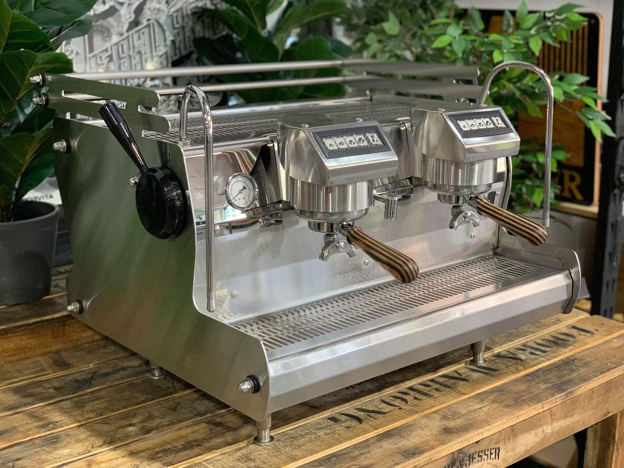 Synesso Sabre Stainless Steel with - 2 Group Commercial Espresso Machine - Timber