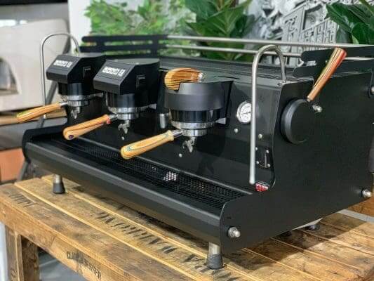 Synesso Sabre Hybrid - Matte Black / Skateboard Custom - 3 Group Commercial Espresso Machine - Timber