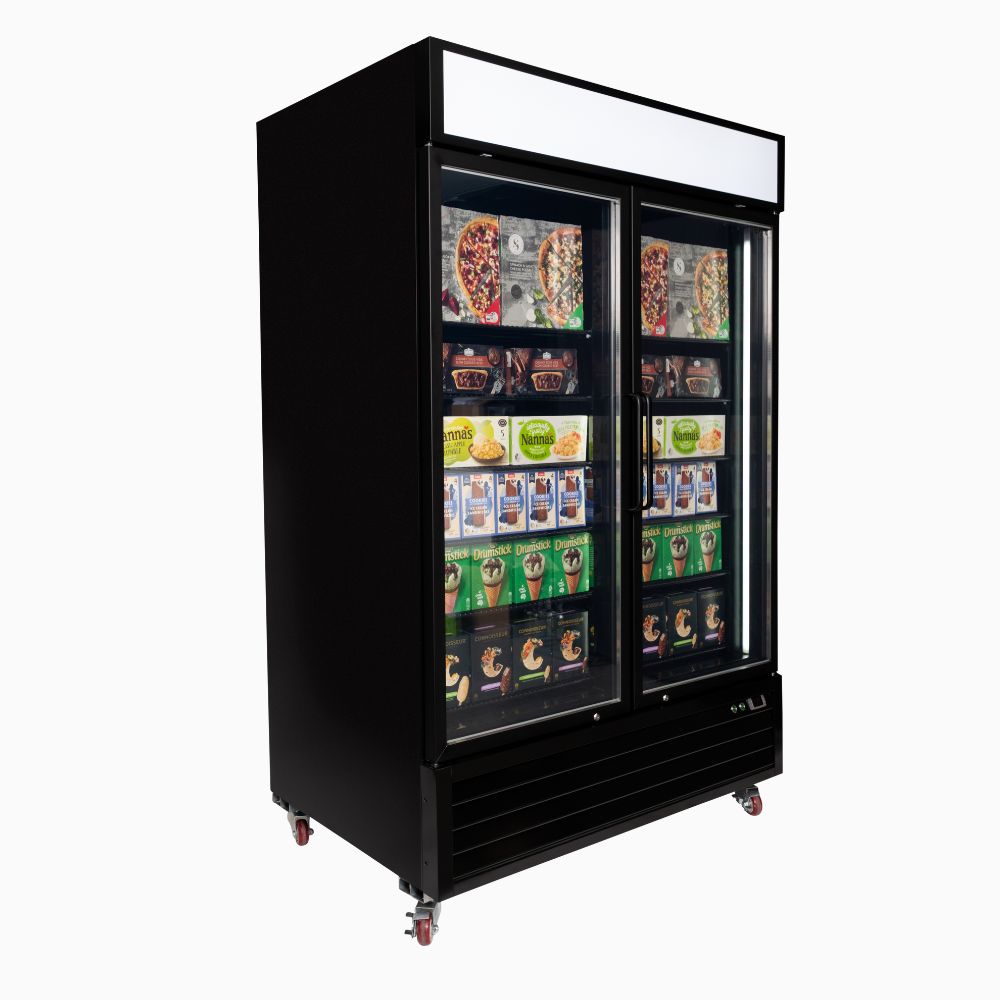 Bromic Upright Display Freezer 1266L - 2 Door - Flat Glass - Lightbox UF1250GDL-NR