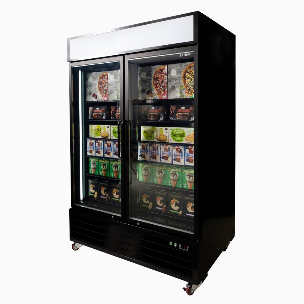 Bromic Upright Display Freezer 1266L - 2 Door - Flat Glass - Lightbox UF1250GDL-NR