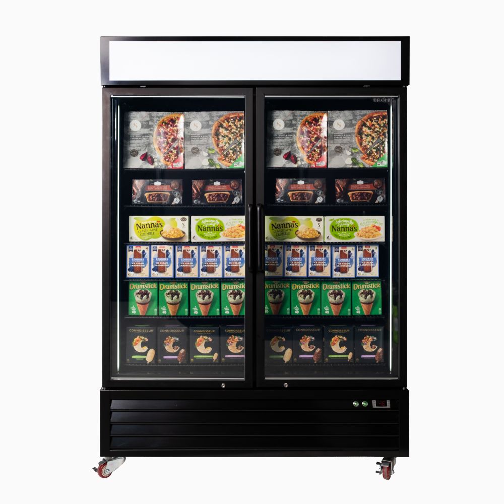 Bromic Upright Display Freezer 1266L - 2 Door - Flat Glass - Lightbox UF1250GDL-NR