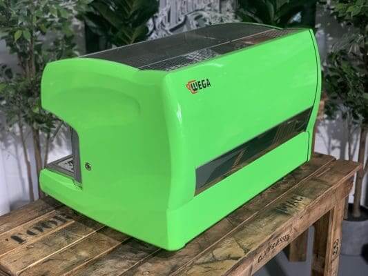 Wega Polaris Lime Green Handles - 2 Group Commercial Espresso Machine - Timber