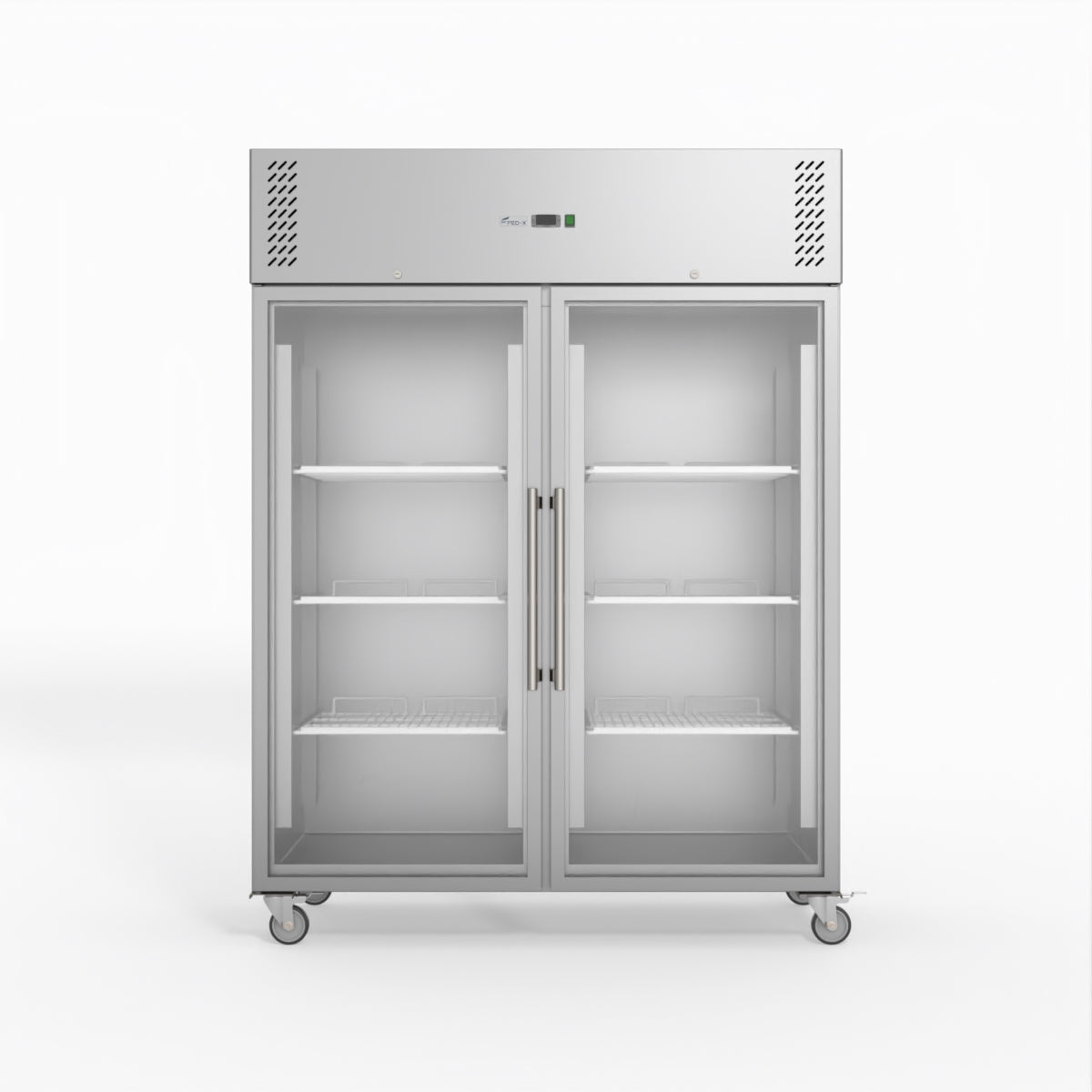 CLEARANCE - FED-X S/S Two Full Glass Door Upright Freezer XURF1410G2V-QLD130