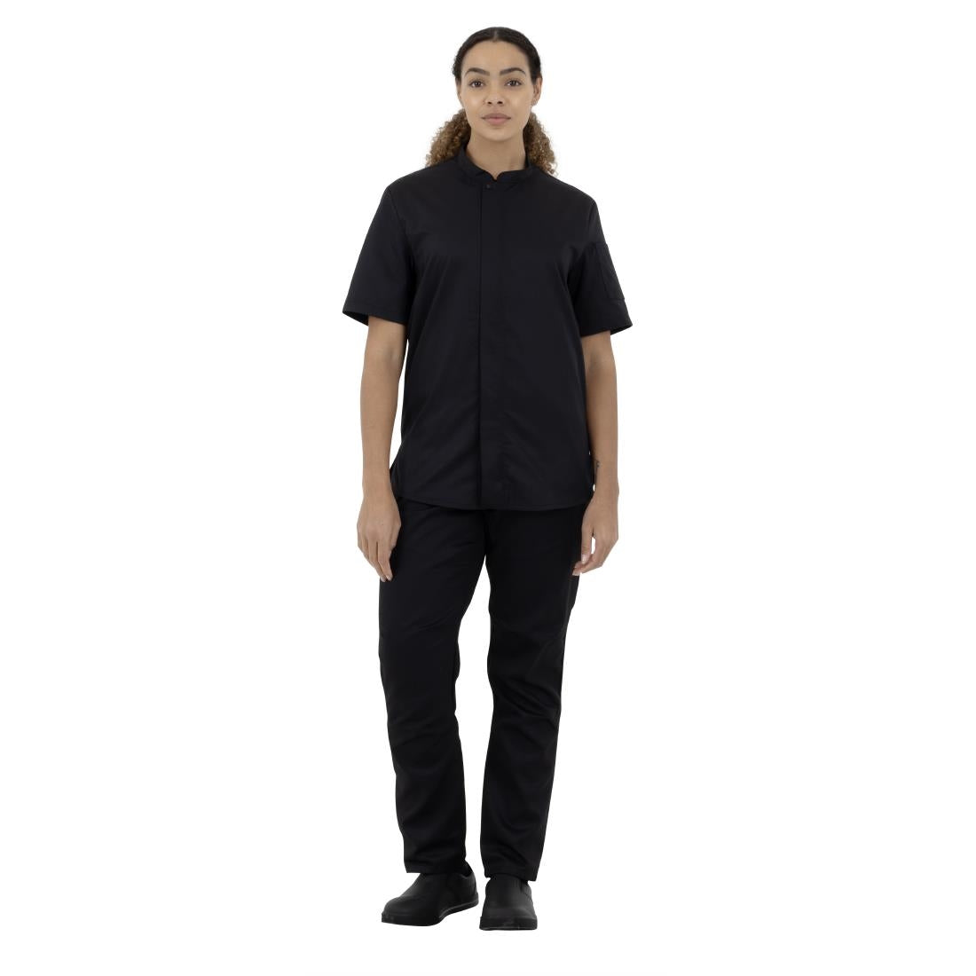 Southside Harlem Short Sleeve Zipper Chef Jacket Black Size L - BA115-L