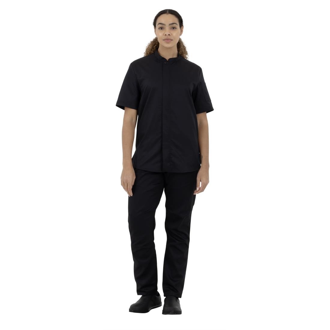 Southside Harlem Short Sleeve Zipper Chef Jacket Black Size S - BA115-S