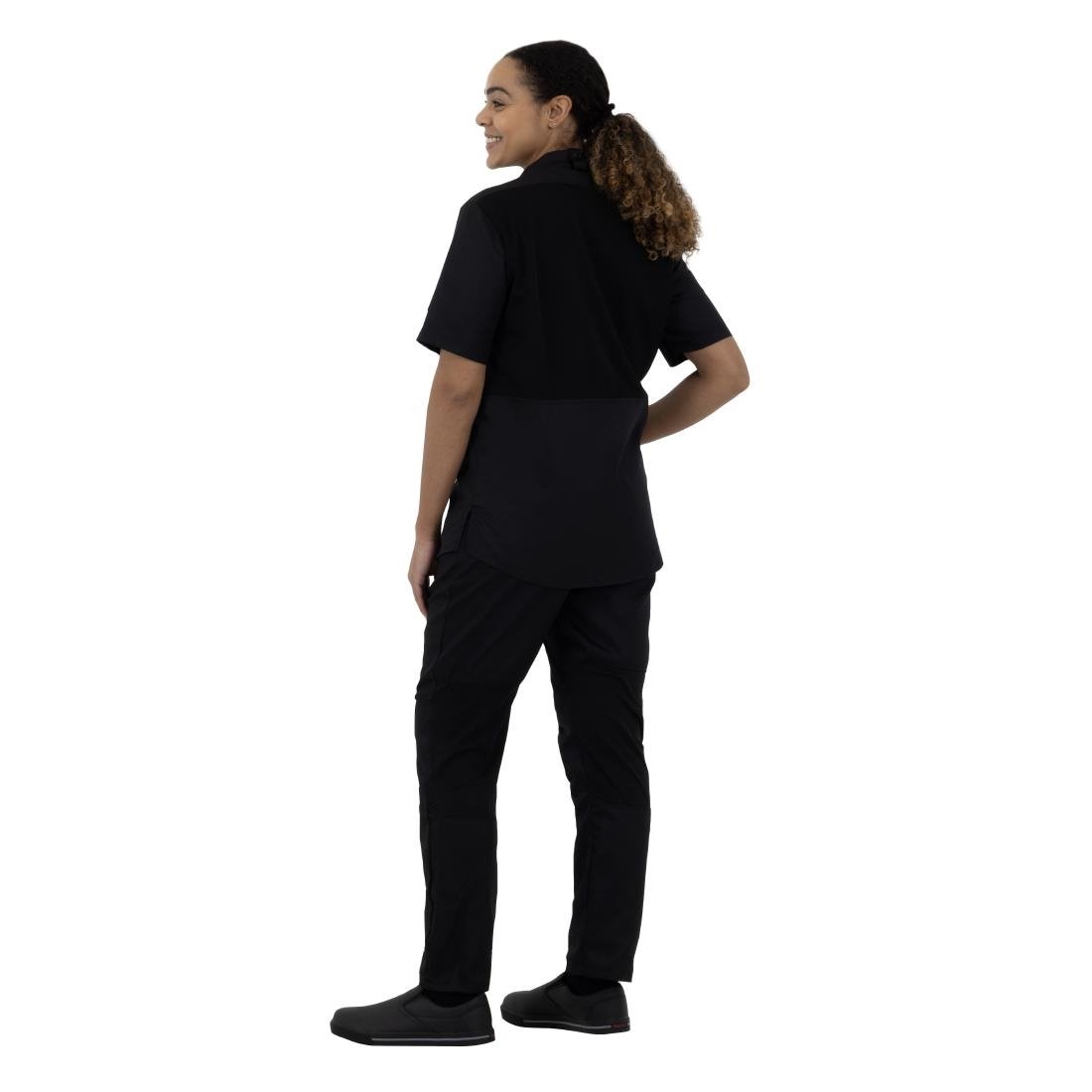 Southside Harlem Short Sleeve Zipper Chef Jacket Black Size S - BA115-S