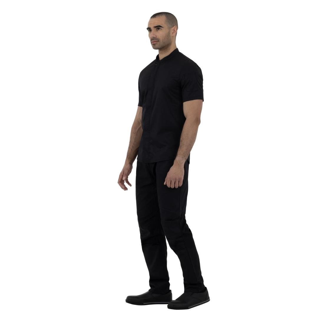 Southside Harlem Short Sleeve Zipper Chef Jacket Black Size S - BA115-S