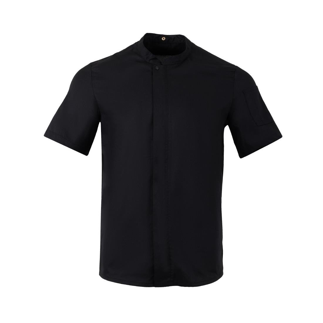Southside Harlem Short Sleeve Zipper Chef Jacket Black Size S - BA115-S