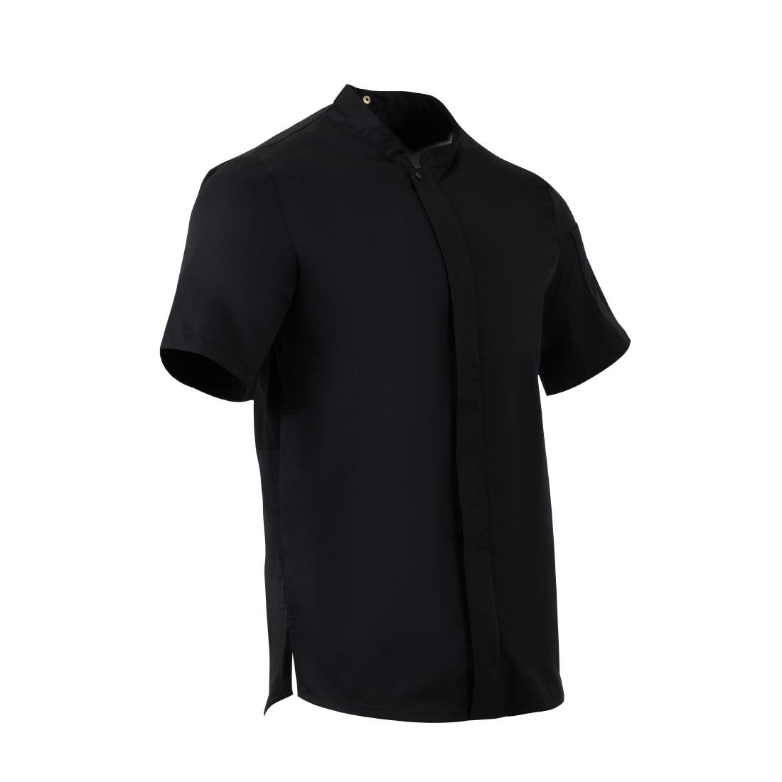 Southside Harlem Short Sleeve Zipper Chef Jacket Black Size S - BA115-S
