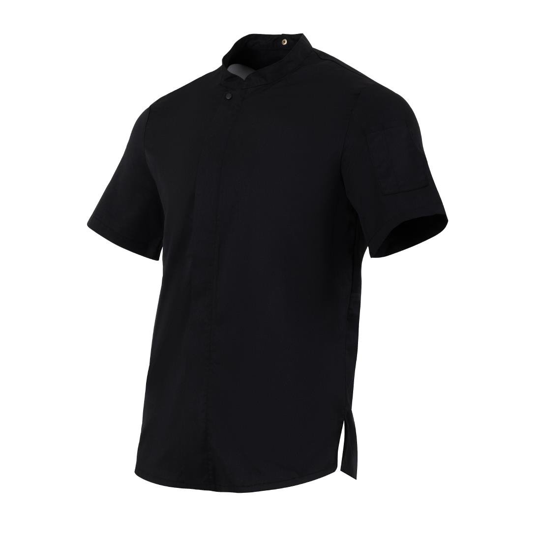 Southside Harlem Short Sleeve Zipper Chef Jacket Black Size S - BA115-S