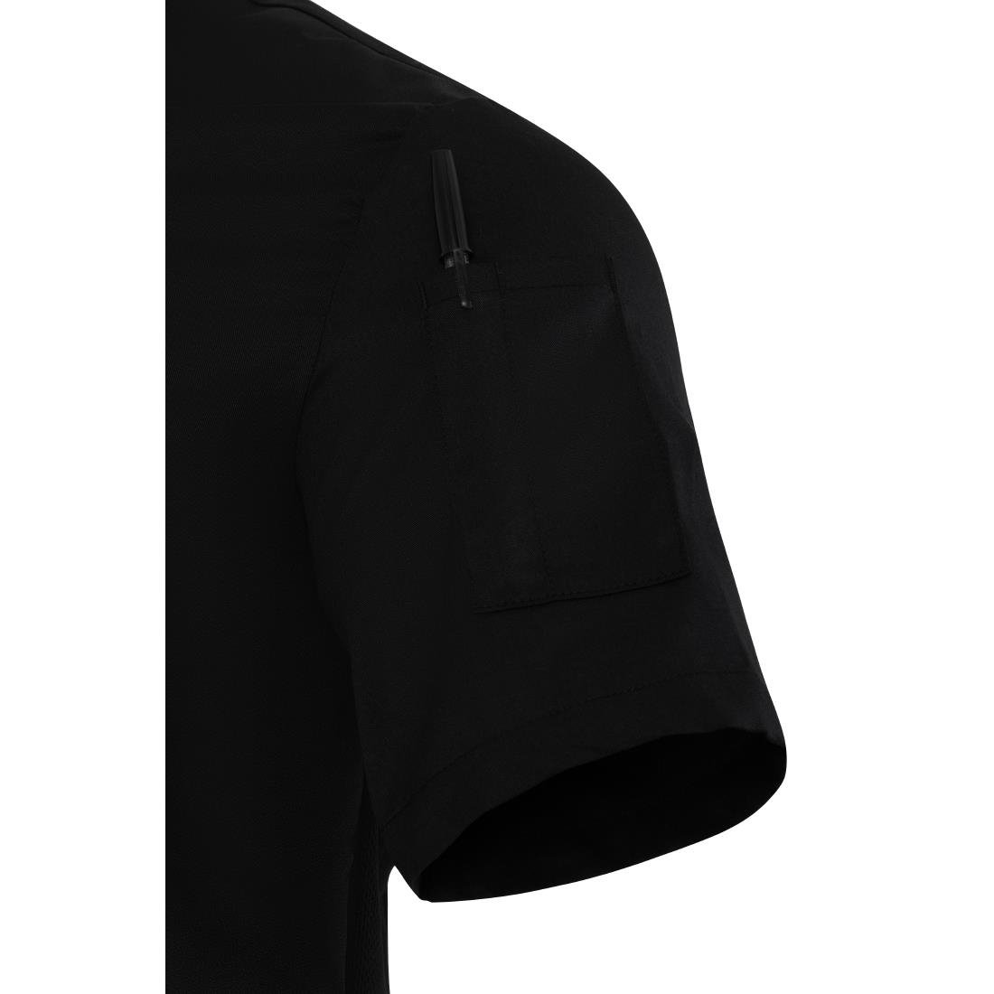 Southside Harlem Short Sleeve Zipper Chef Jacket Black Size S - BA115-S