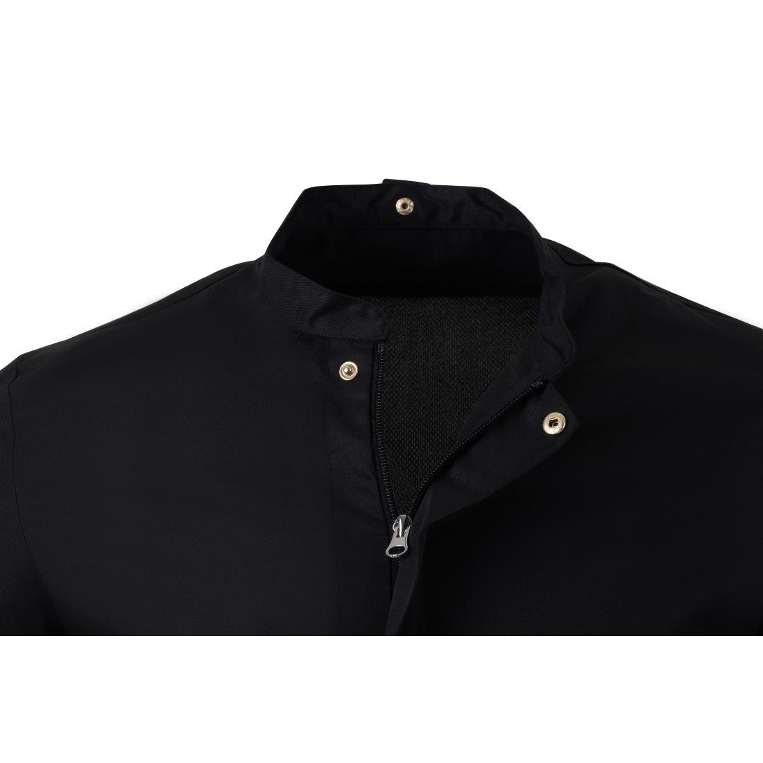 Southside Harlem Short Sleeve Zipper Chef Jacket Black Size S - BA115-S