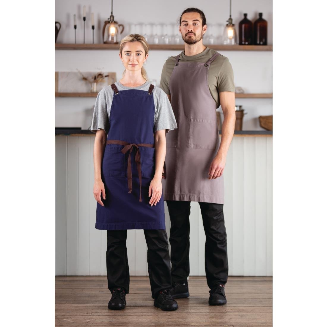Southside Cotton Canvas Bib Apron Washed Grey - BB687