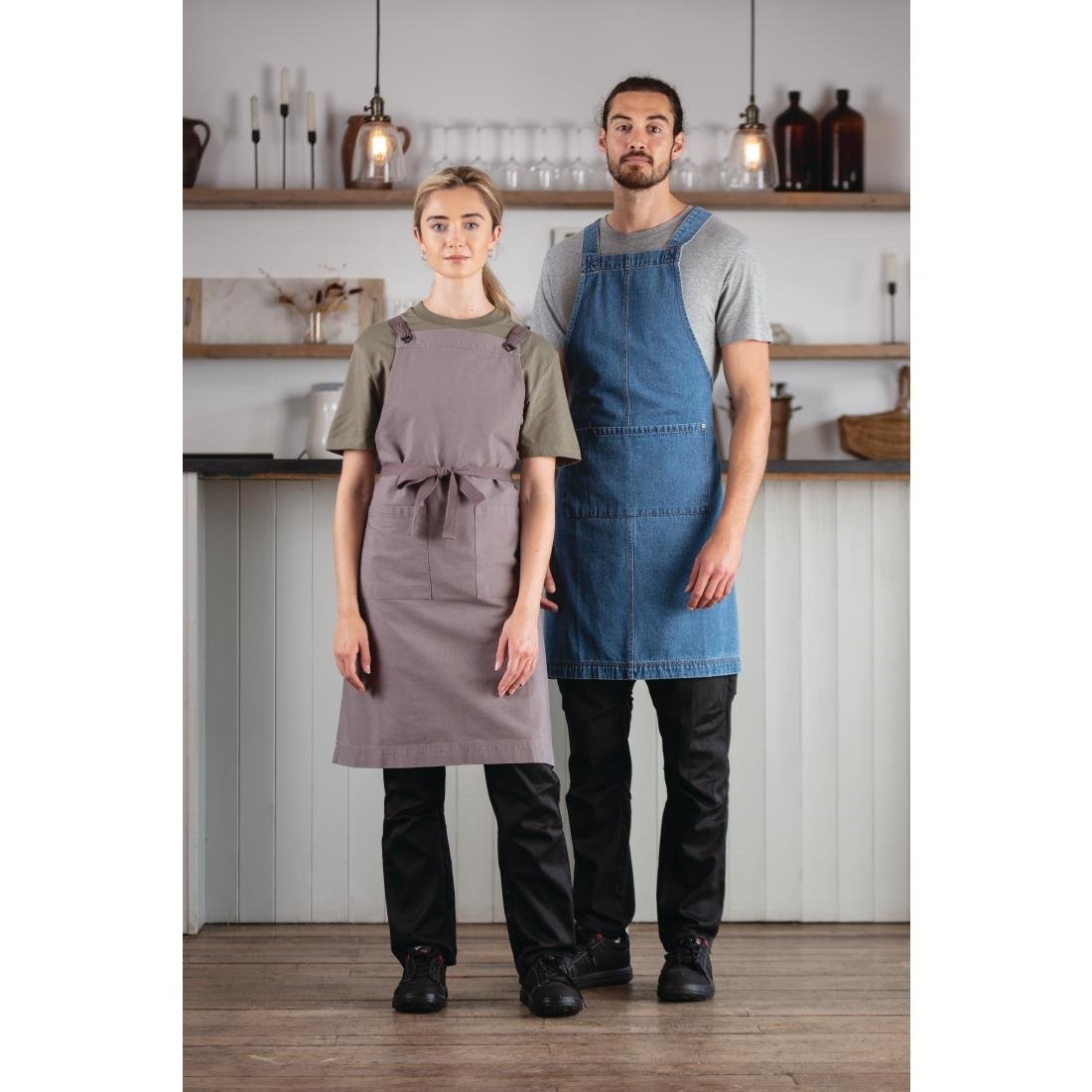 Southside Cotton Canvas Bib Apron Washed Grey - BB687