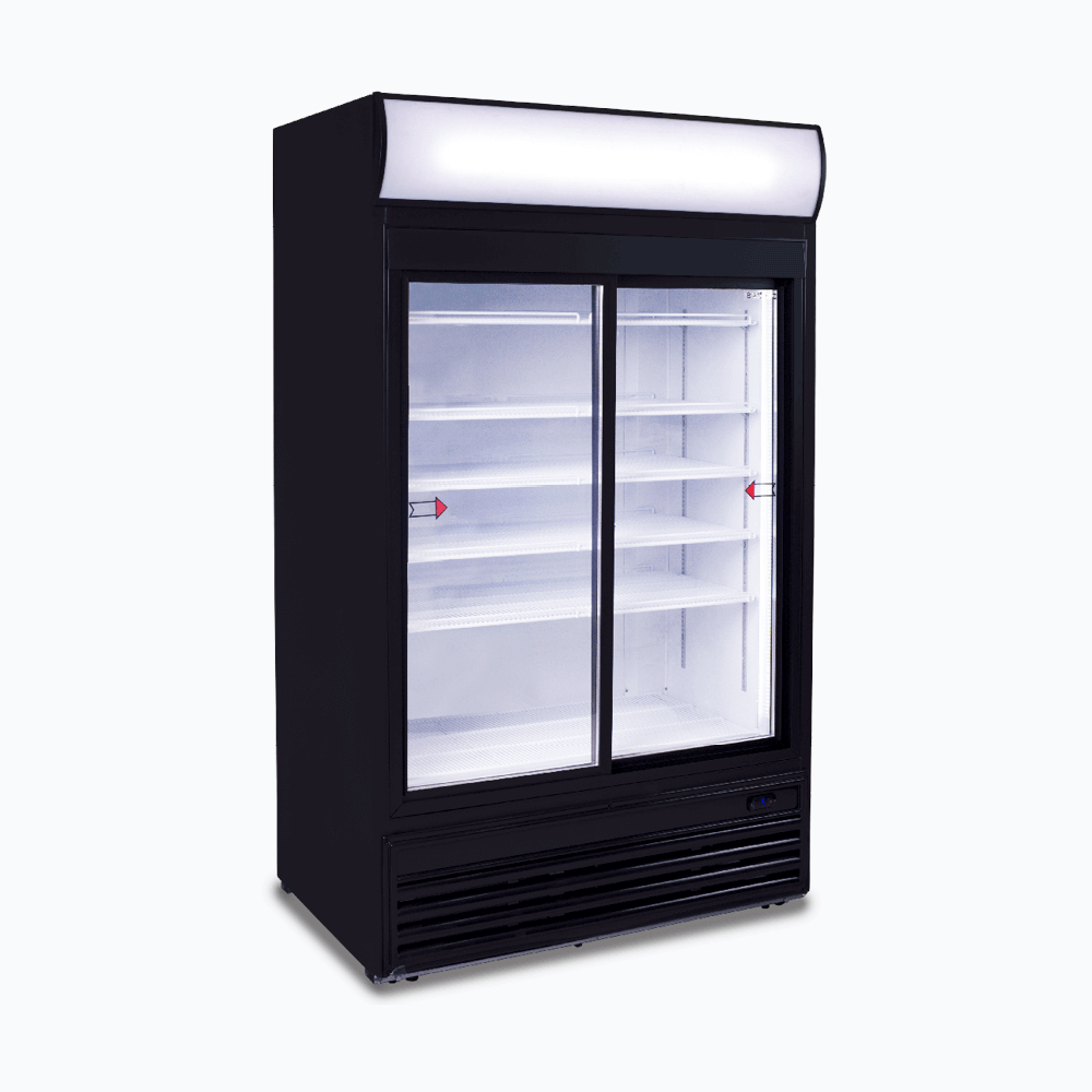 Bromic Upright Display Fridge - 945L - 2 Doors - Sliding - Flat Glass - Lightbox GM0980LS-NR