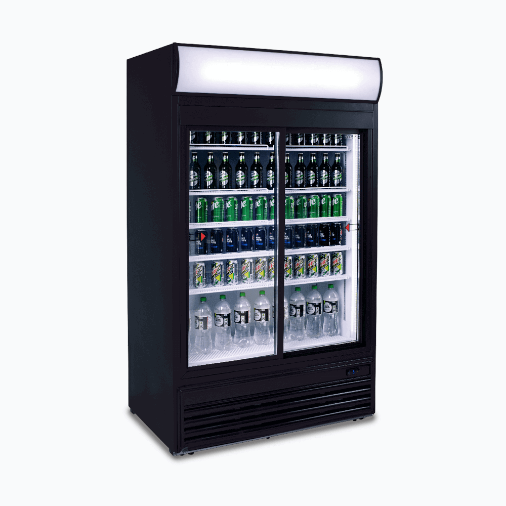 Bromic Upright Display Fridge - 945L - 2 Doors - Sliding - Flat Glass - Lightbox GM0980LS-NR