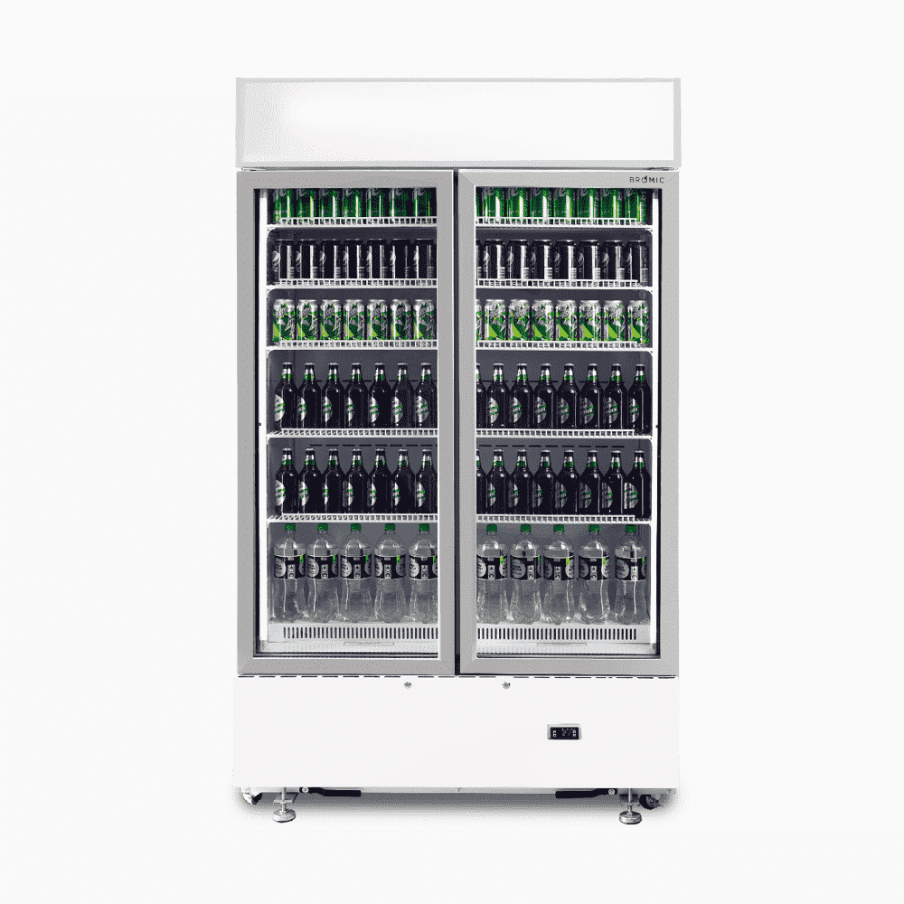 Bromic Upright Display Fridge - 960L - 2 Doors - Flat Glass - Cassette - White GM1000LWCAS