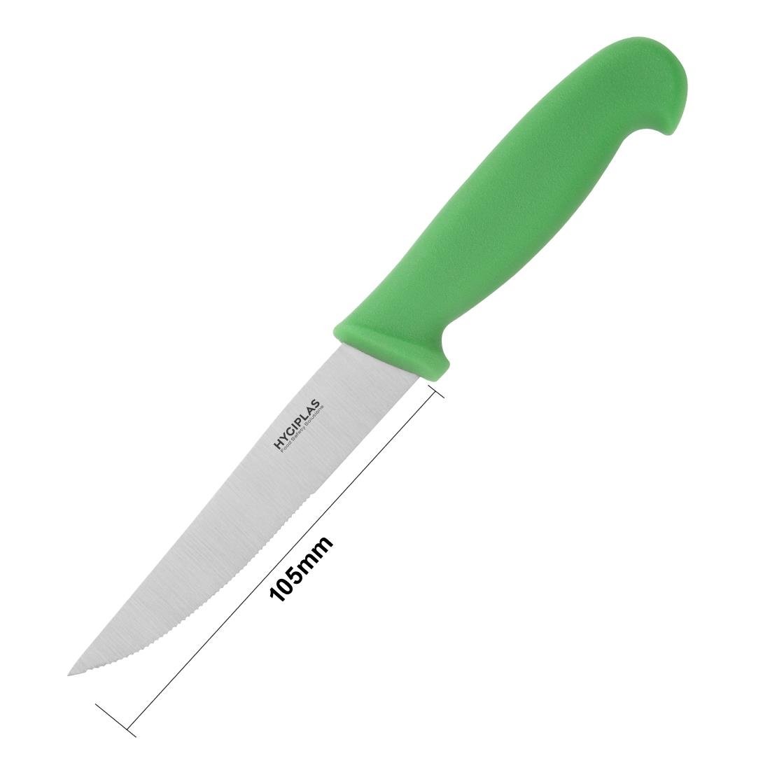 Hygiplas Serrated Vegetable Knife Green 100mm - C862