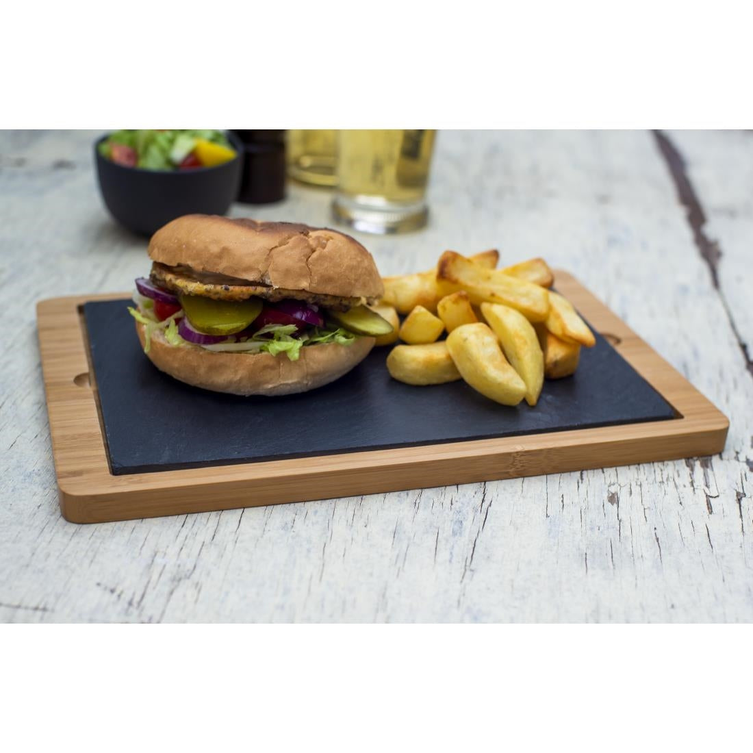 Olympia Smooth Edged Slate Platters 280 x 180mm (2 Pack) - CM063