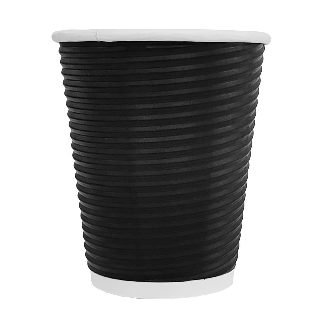 Fiesta Recyclable Takeaway Coffee Cups Ripple Wall Kraft Black 225ml (Pack of 500) - CM543
