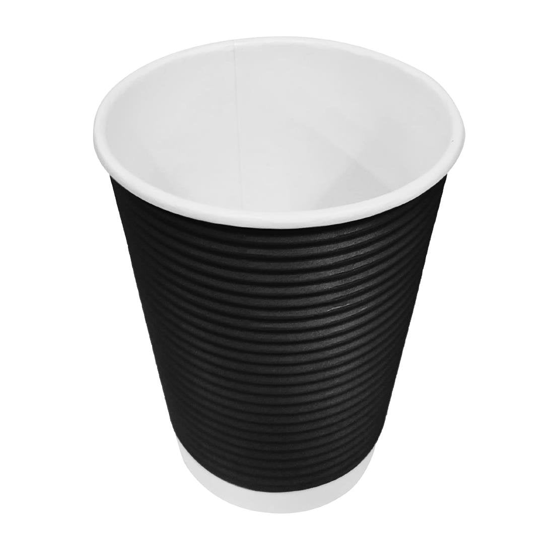 Fiesta Recyclable Takeaway Coffee Cups Ripple Wall Kraft Black 225ml (Pack of 500) - CM543