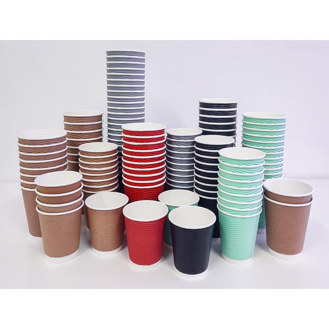 Fiesta Recyclable Takeaway Coffee Cups Ripple Wall Charcoal 225ml (Pack of 500) - GP433