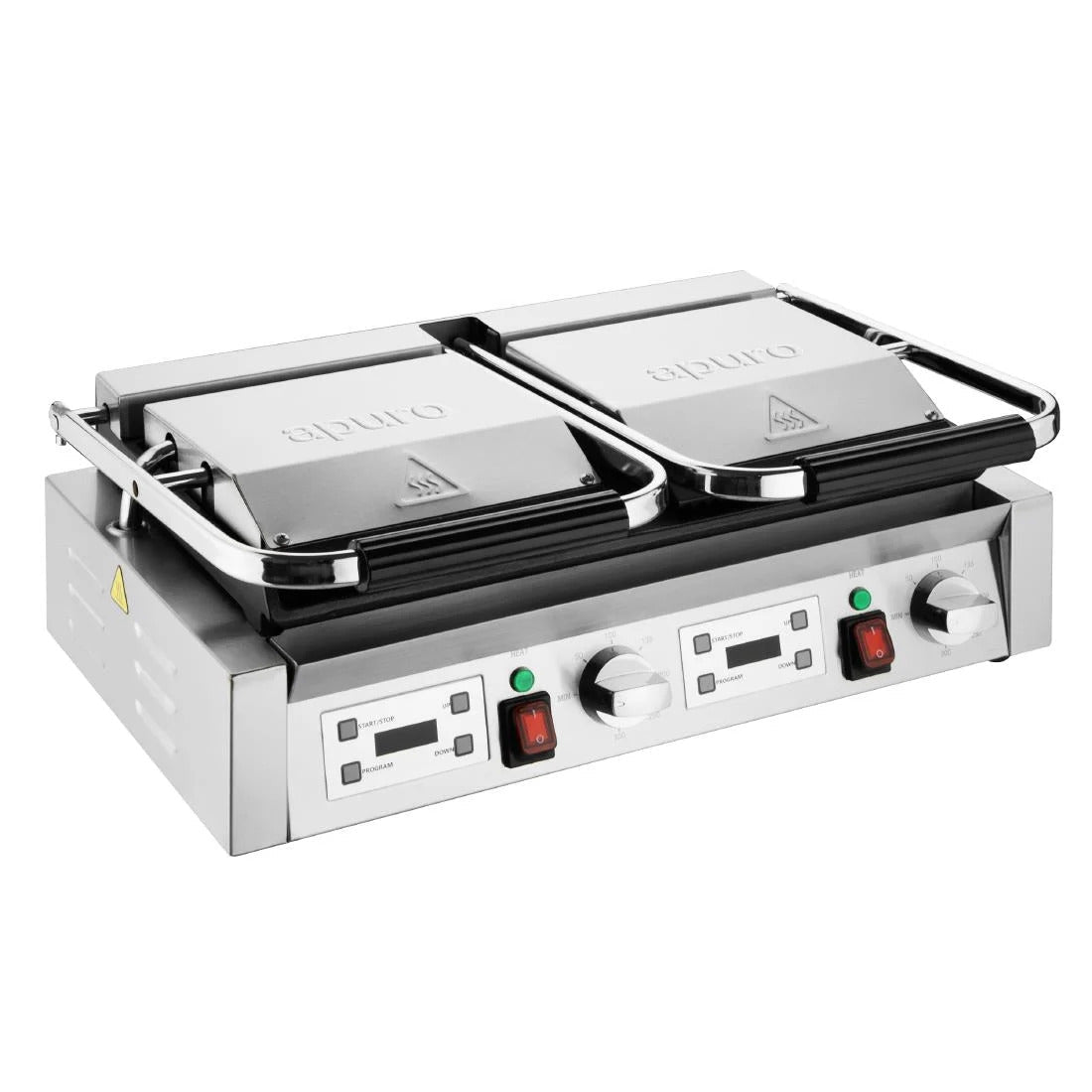 Apuro Double Half Ribbed Contact Grill - CU613-A