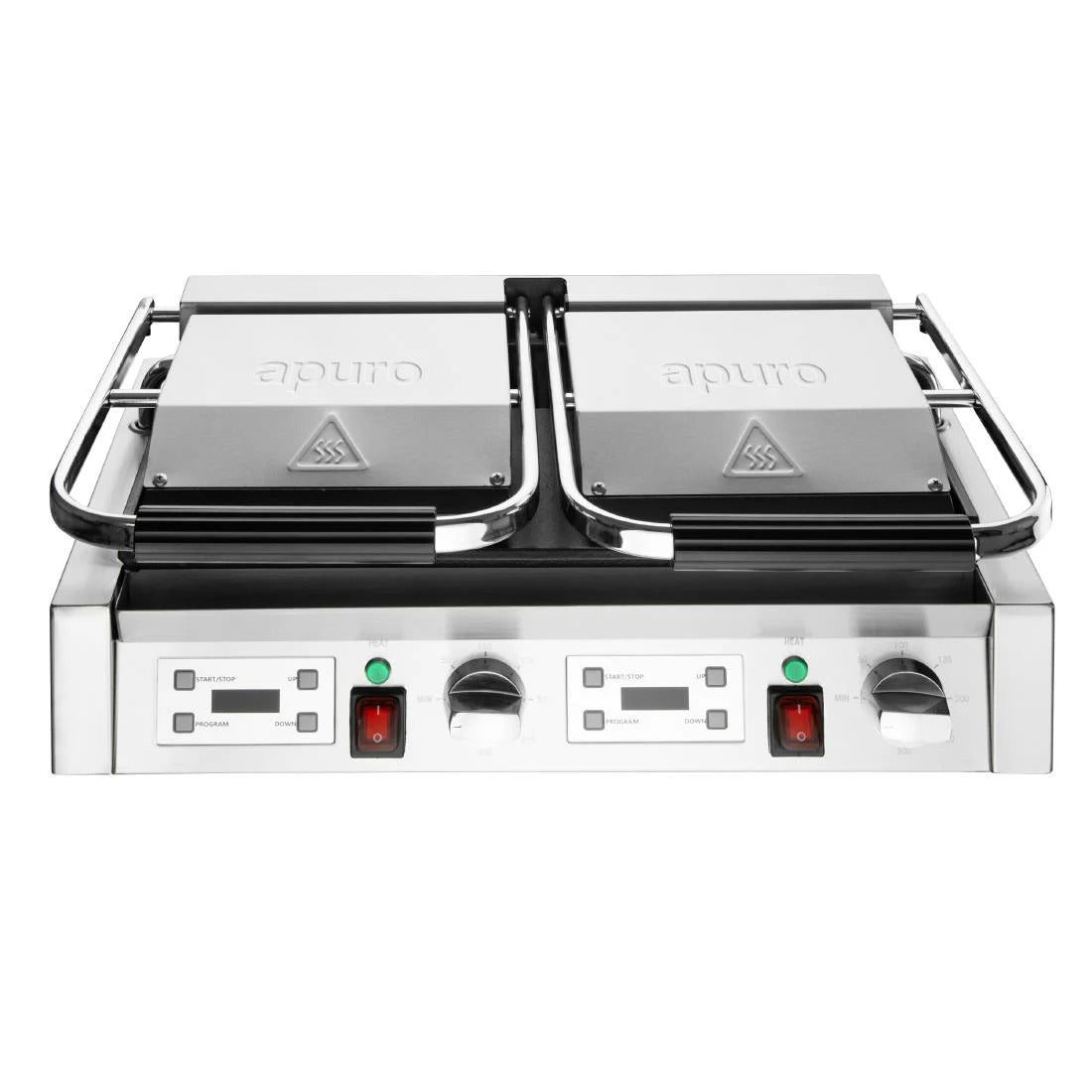 Apuro Double Half Ribbed Contact Grill - CU613-A