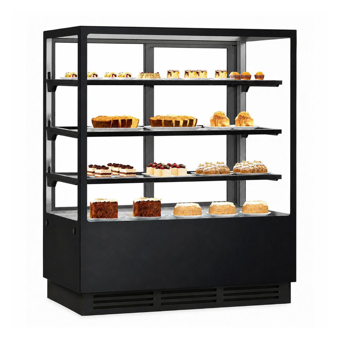 Bonvue Noir Prime 1200mm 3 Shelves Square Cake Display Cabinet - CVS120-3B