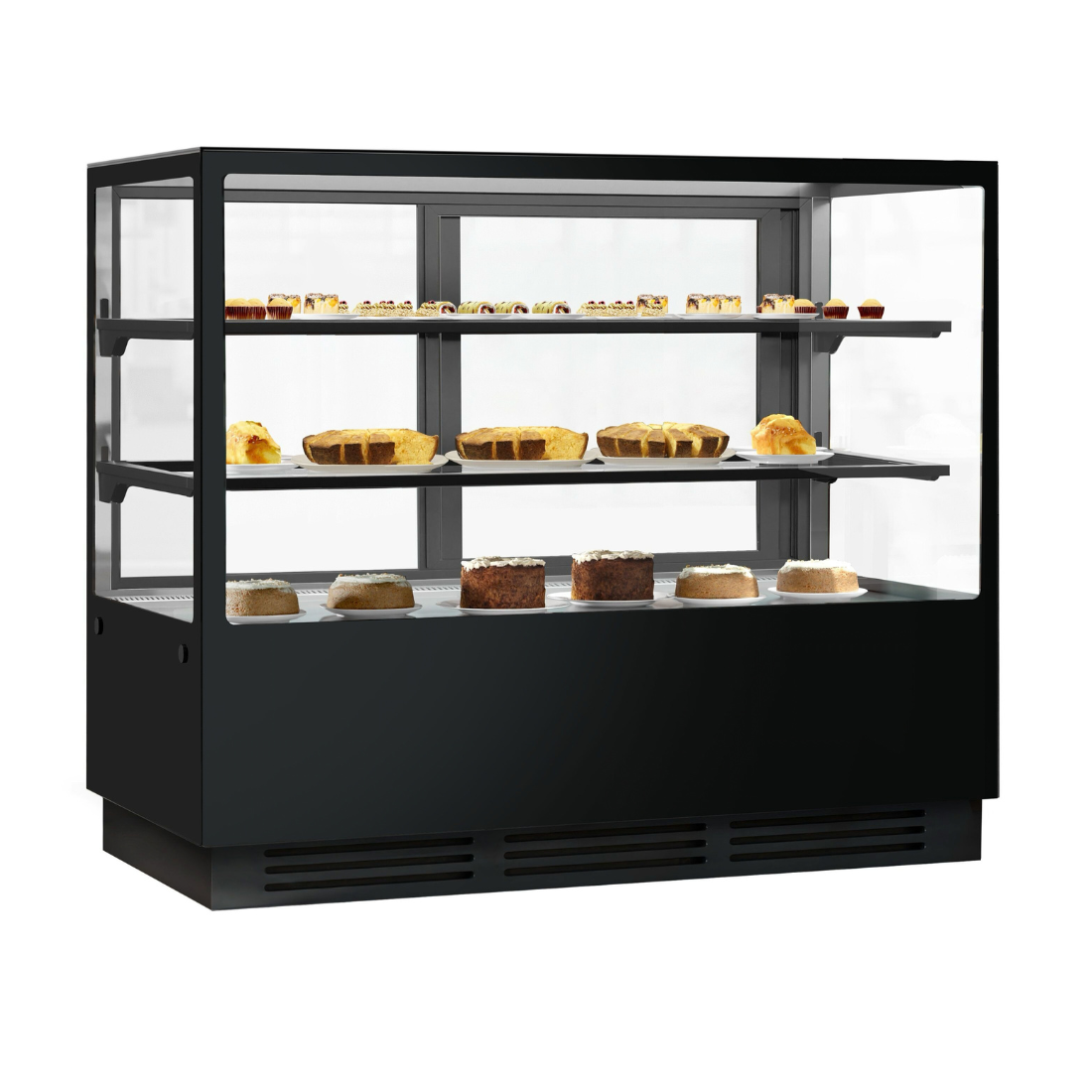 Bonvue Noir Tot 1500mm 2 Shelves Square Cake Display Cabinet - CVS150-2B