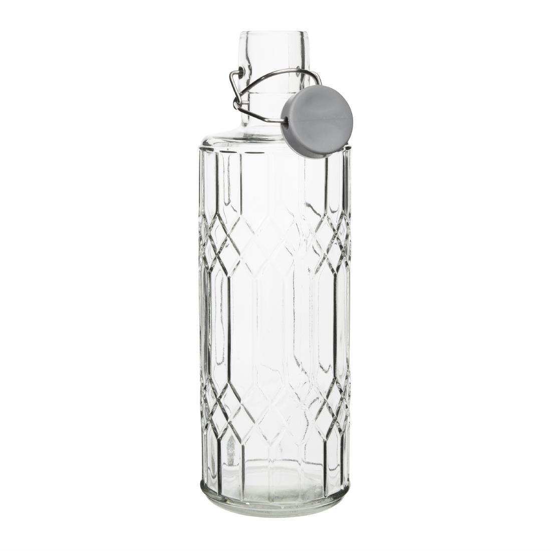 Olympia Geo Glass Water Bottle with Stopper 1Ltr (6 Pack) - DN816