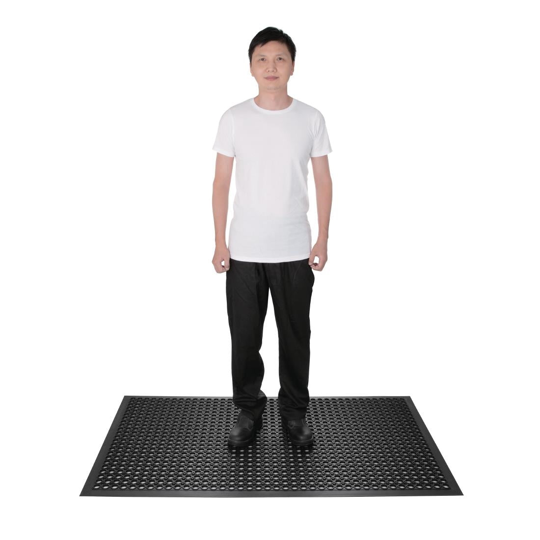 Jantex Rubber Anti Fatigue Anti Slip Floor Safety mat Black 1500 x 900mm - DP206