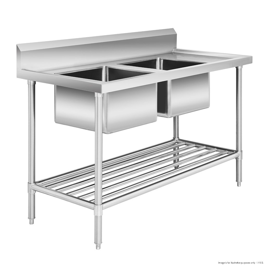 Modular Systems Double Left Sink Bench With Pot Undershelf DSB7-1500L/A