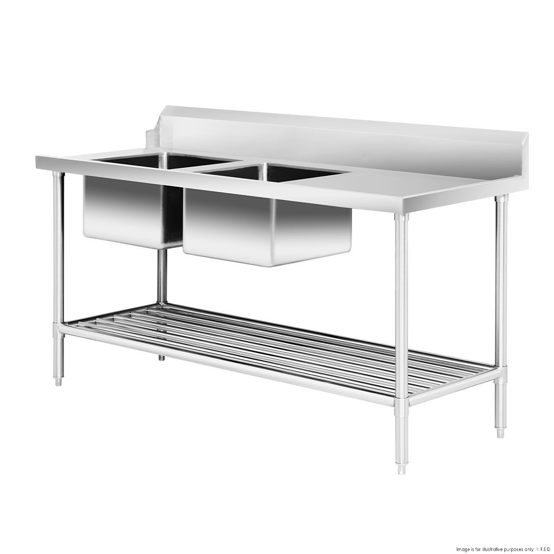 Modular Systems Left Inlet Double Sink Dishwasher Bench DSBD7-1800L/A