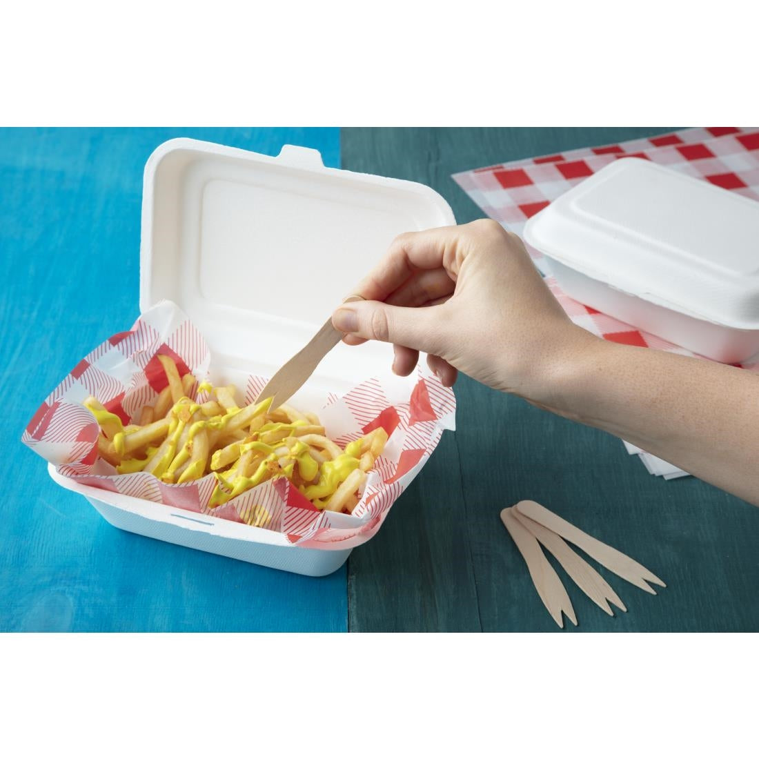 Fiesta Compostable Biodegradable Disposable Wooden Chip Forks (Pack of 1000) - CD901