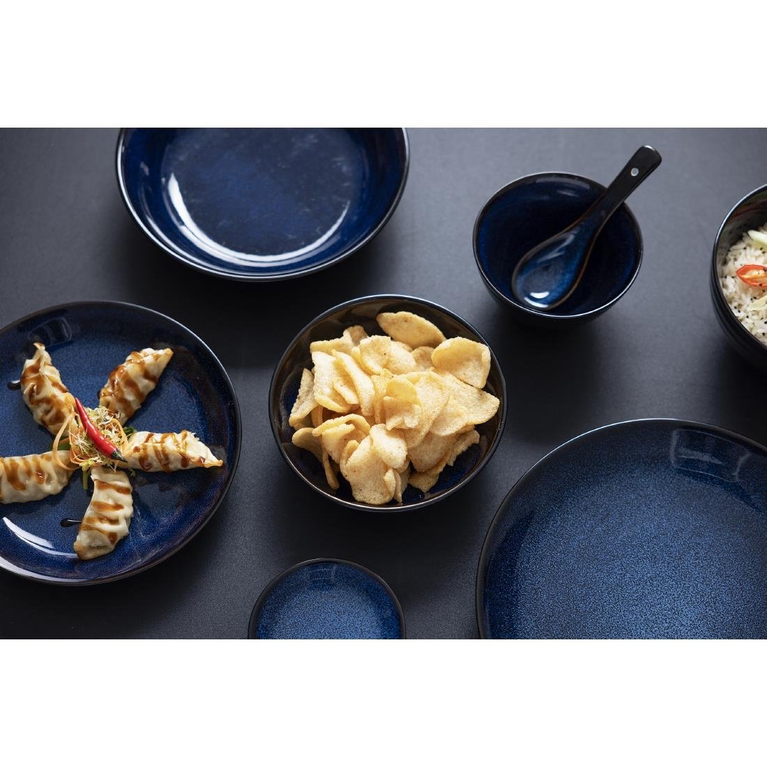Olympia Luna Midnight Blue Footed Bowls 205mm (4 Pack) - DZ776