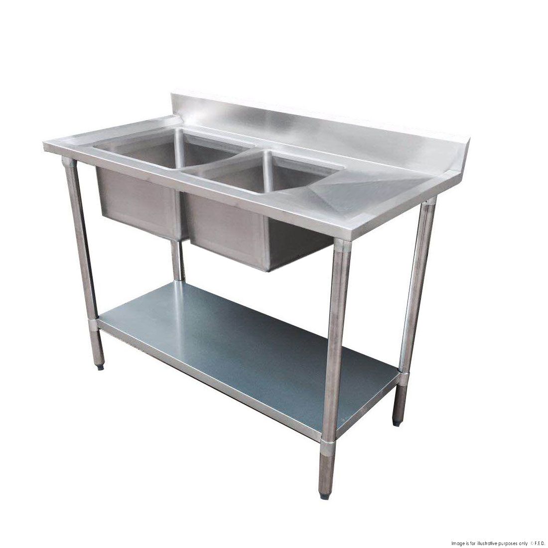 Modular Systems Double Sink Bench Left Handed 1800X600X900MM 1800-6-DSBL