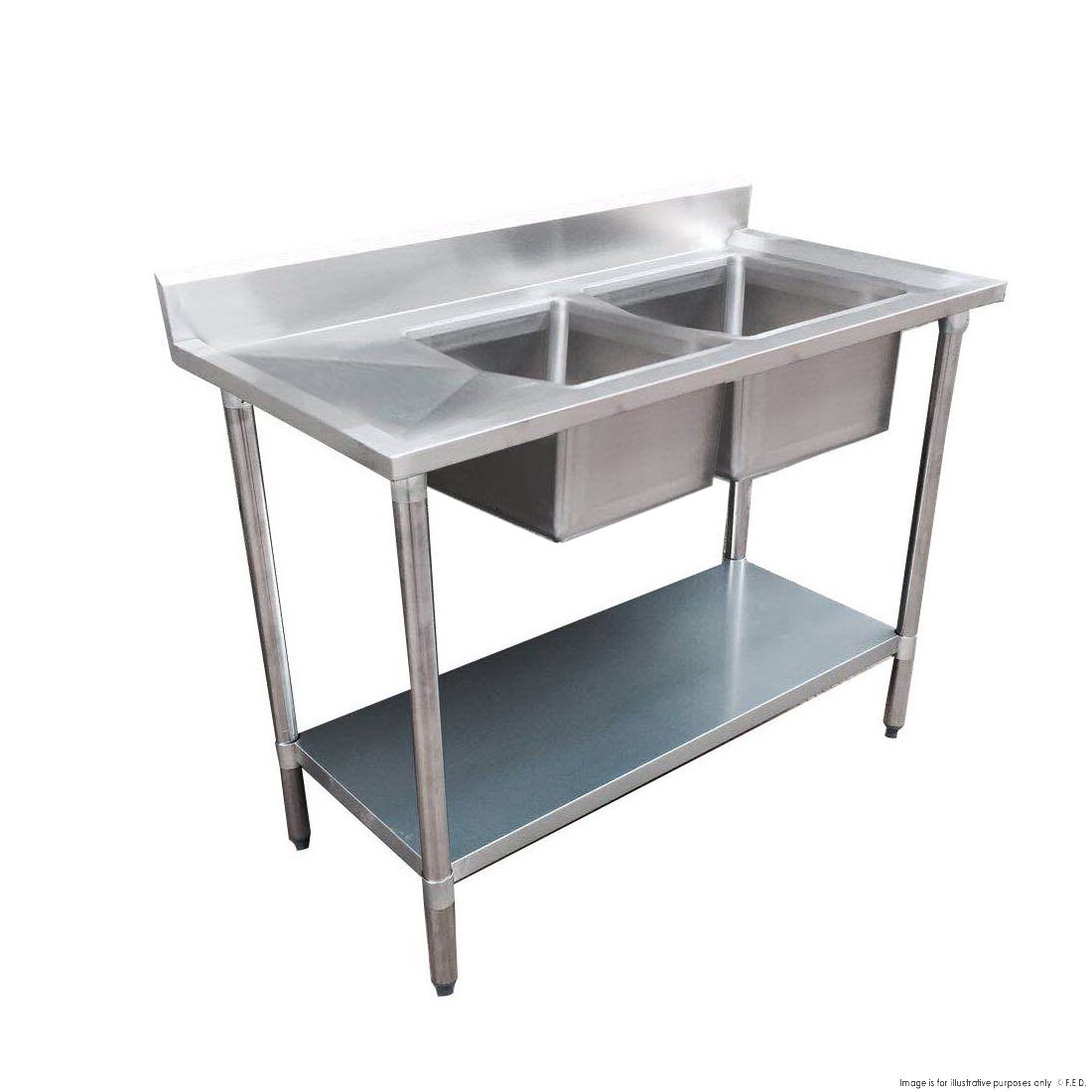 Modular Systems Double Sink Bench Right Handed 1500X600X900MM 1500-6-DSBR