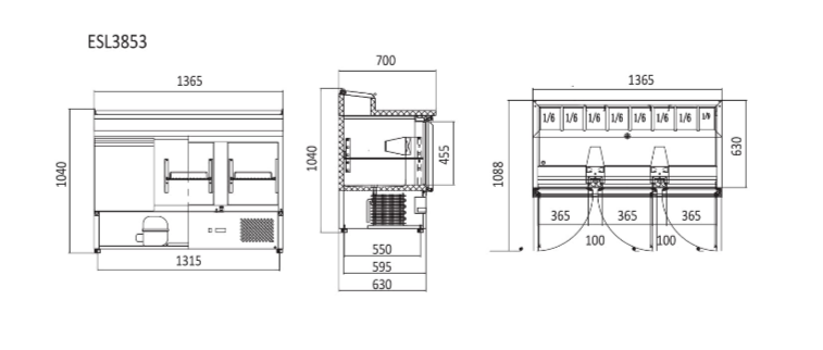 Commercial Salad Bar Fridges Three Door | Atosa | ESL3853