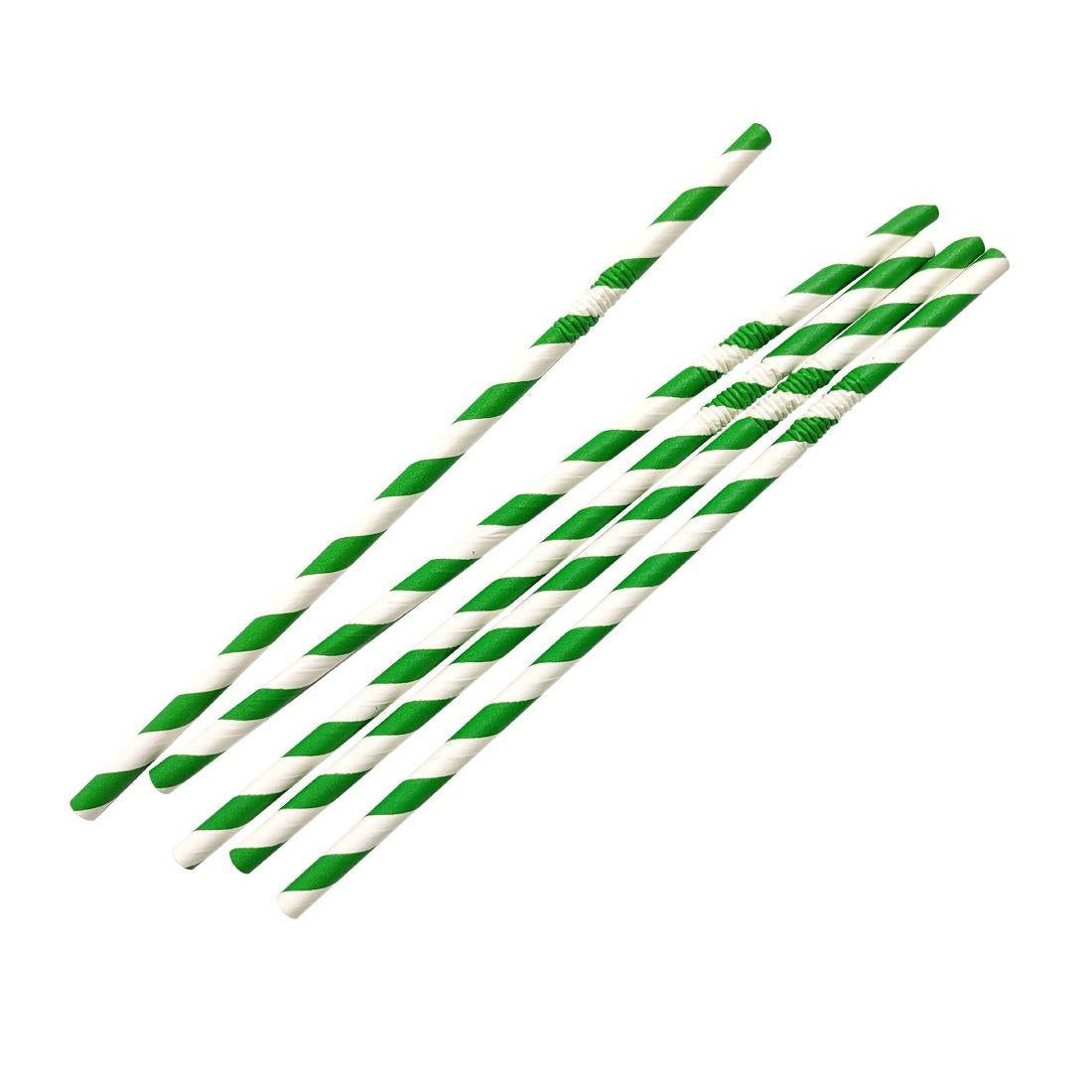 Fiesta Compostable Bendy Paper Straws Green Stripes (Pack of 250) - FB143